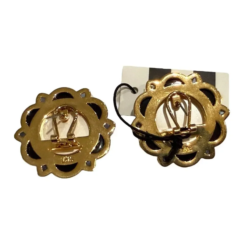 Lele Sadoughi Midnight Pearl Eva Button Clip-On Earrings NWT